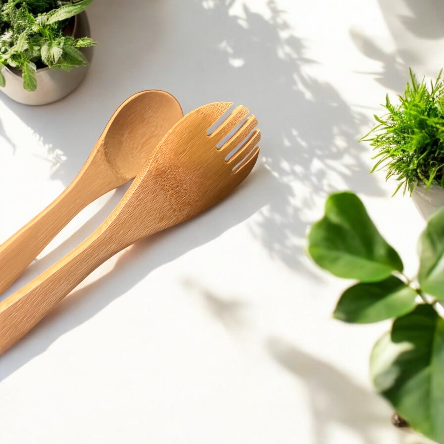 12" Bamboo Serving Tong with Fork End