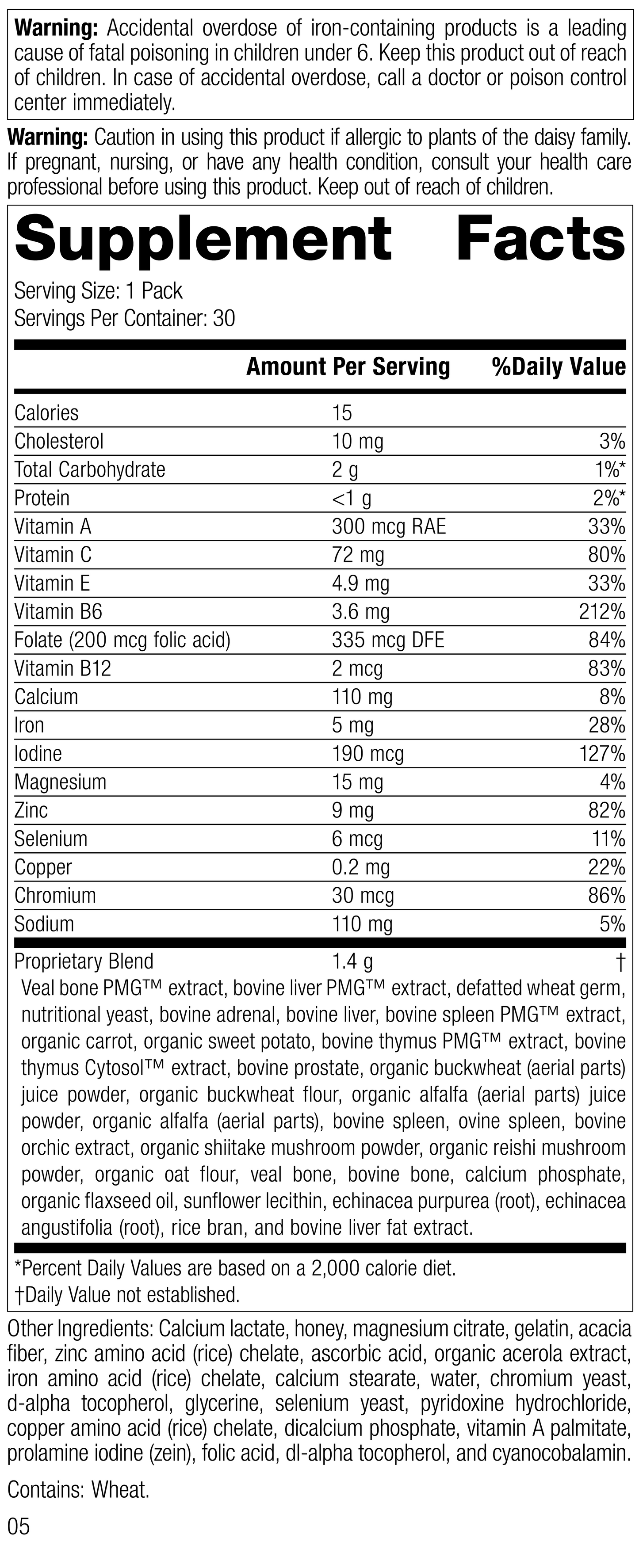Immune System Health Pack, Rev 05 Supplement Facts