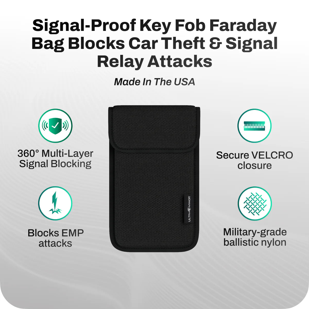 Ultra Armor Cybersecurity & Privacy Key Fob Faraday Bag