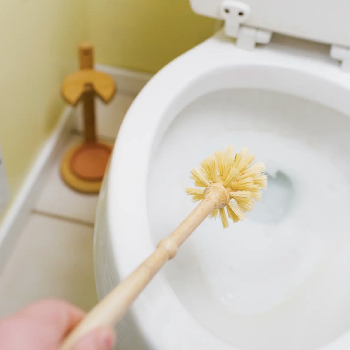 Bamboo Toilet Bowl Cleaning Brush & Stand